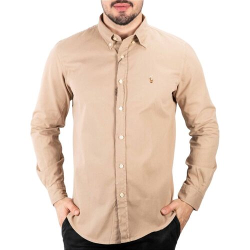Camisa Hombre Beige Polo Ralph Manga Larga 100% Algodon - Golden Wear Colombia