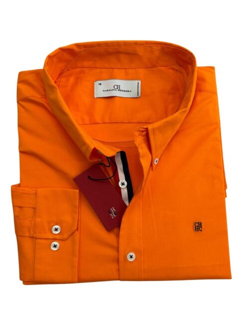 Camisa Ch Naranja Manga Larga Carolina Herrera 100% Algodon - Golden Wear Colombia