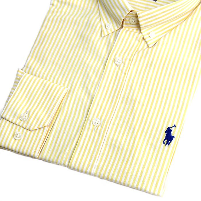 Camisa Hombre A Rayas Amarillas Polo Ralph Lauren Manga Larga 100% Algodon - Golden Wear Colombia
