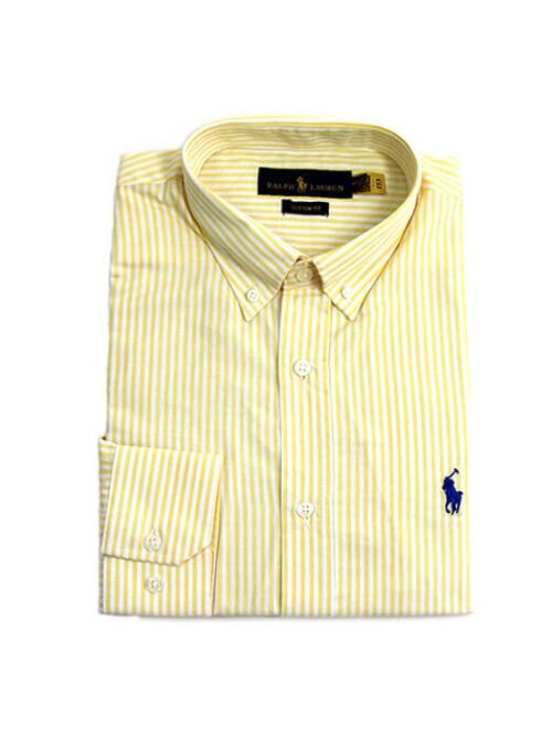 Camisa Hombre A Rayas Amarillas Polo Ralph Lauren Manga Larga 100% Algodon - Golden Wear Colombia