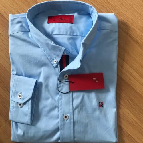 Camisa Hombre Azul Cielo Carolina Herrera Manga Larga CH , 100% Algodón - Golden Wear Colombia