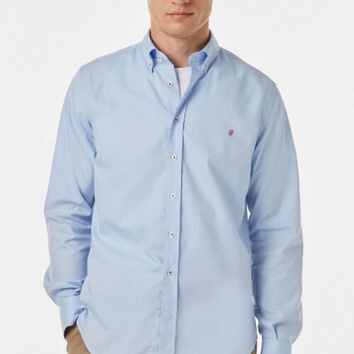 Camisa Hombre Azul Cielo Carolina Herrera Manga Larga CH , 100% Algodón - Golden Wear Colombia