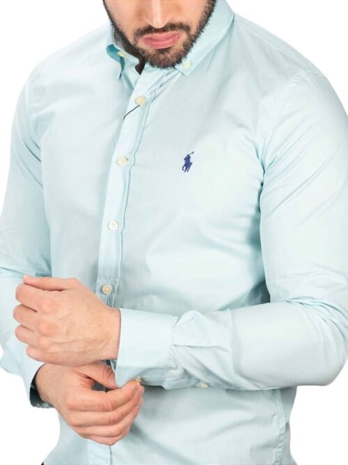 Camisa Hombre Azul Cielo Polo Ralph Lauren Manga Larga 100% Algodón - Golden Wear Colombia