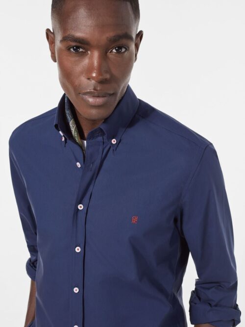 Camisa Hombre Azul Oscuro Carolina Herrera Manga Larga CH , 100% Algodón - Golden Wear Colombia