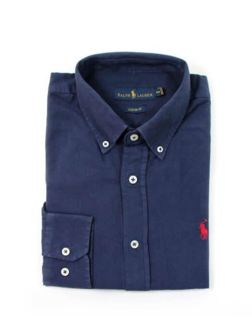 Camisa Hombre Azul Oscuro Polo Ralph Lauren Manga Larga 100% Algodón - Golden Wear Colombia