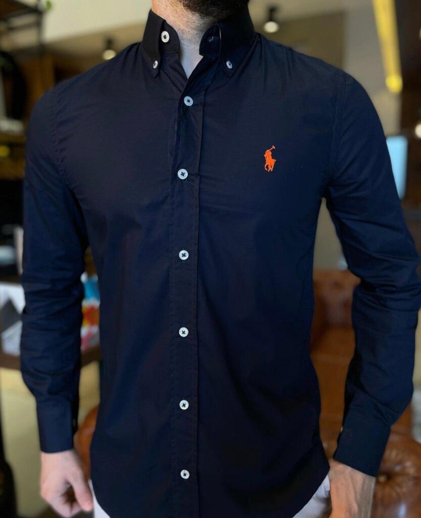 Camisa Hombre Azul Oscuro Polo Ralph Lauren Manga Larga 100% Algodón - Golden Wear Colombia