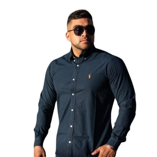 Camisa Hombre Azul Oscuro Polo Ralph Rain Lauren Manga Larga Oxford , 100% Algodon Oxford - Golden Wear Colombia
