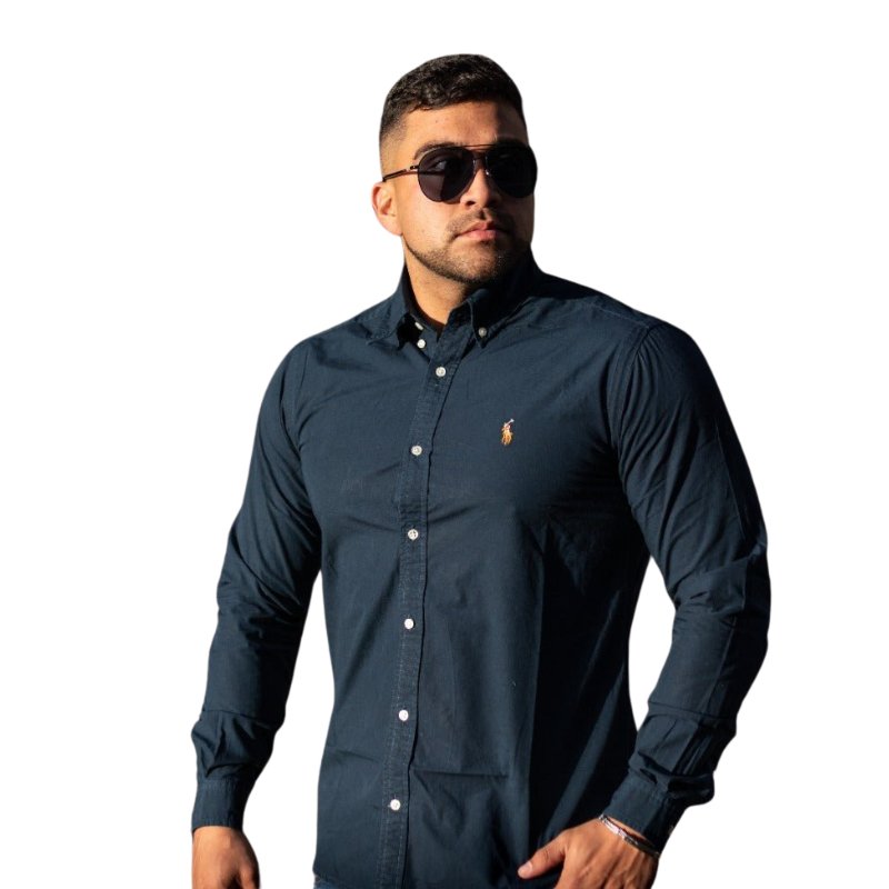 Camisa Hombre Azul Oscuro Polo Ralph Rain Lauren Manga Larga Oxford , 100% Algodon Oxford - Golden Wear Colombia