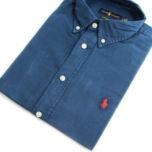 Camisa Hombre Azul Oscuro Polo Ralph Rain Lauren Manga Larga Oxford , 100% Algodon Oxford - Golden Wear Colombia