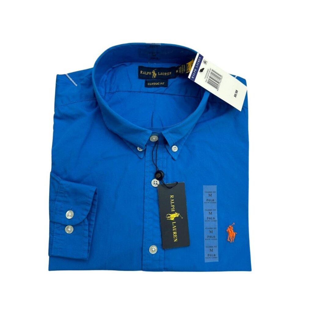 Camisa Hombre Azul Rey Polo Ralph Lauren Manga Larga , 100% Algodon - Golden Wear Colombia