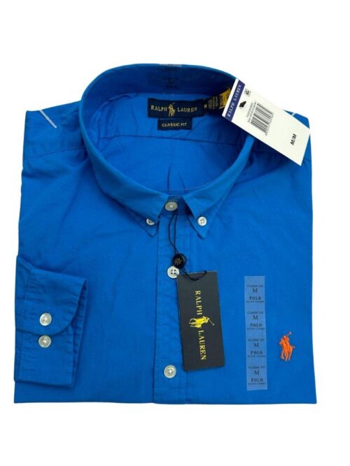 Camisa Hombre Azul Rey Polo Ralph Lauren Manga Larga , 100% Algodon - Golden Wear Colombia