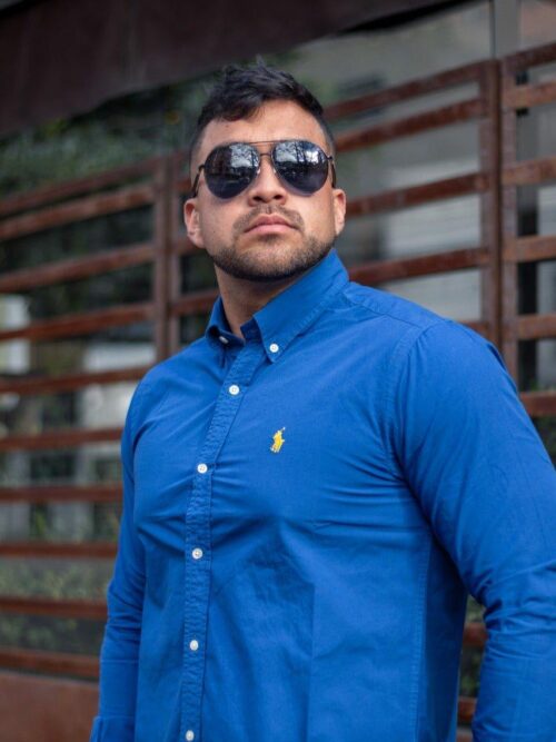 Camisa Hombre Azul Rey Polo Ralph Lauren Manga Larga , 100% Algodon - Golden Wear Colombia