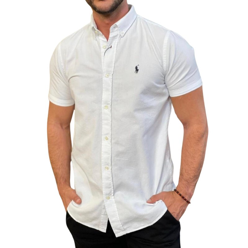 Camisa Hombre Blanca Polo Ralph Lauren Manga Corta , 100% Algodon - Golden Wear Colombia