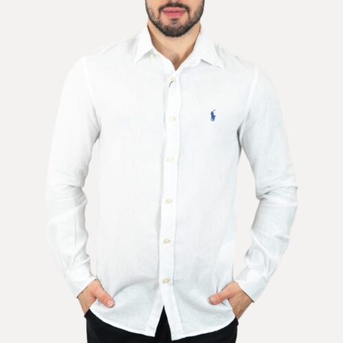 Camisa Hombre Blanca Polo Ralph Lauren Manga Larga Lino , 100% Lino - Golden Wear Colombia