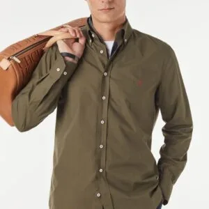 Camisa Hombre CH Verde Militar Carolina Herrera Manga Larga 100% Algodon - Golden Wear Colombia