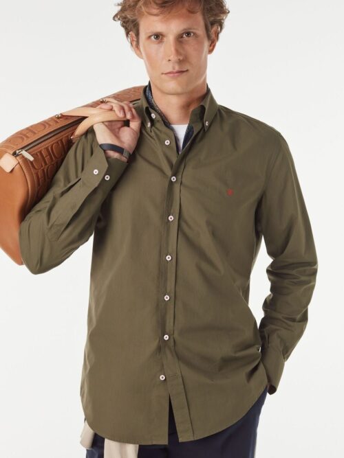 Camisa Hombre CH Verde Militar Carolina Herrera Manga Larga 100% Algodon - Golden Wear Colombia