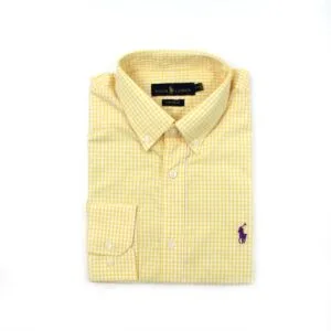 Camisa Hombre Cuadros Amarillos Manga Larga Polo Ralph Lauren 100% Algodon - Golden Wear Colombia