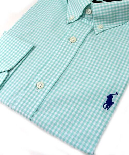 Camisa Hombre Cuadros Azul Celeste Polo Ralph Lauren Manga Larga 100% Algodón - Golden Wear Colombia