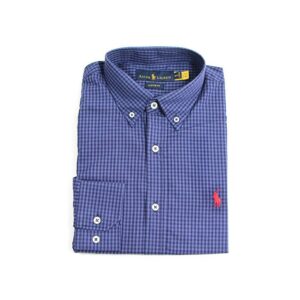 Camisa Hombre Cuadros Azules Combinados  Polo Ralph Lauren Manga Larga 100% Algodon - Golden Wear Colombia