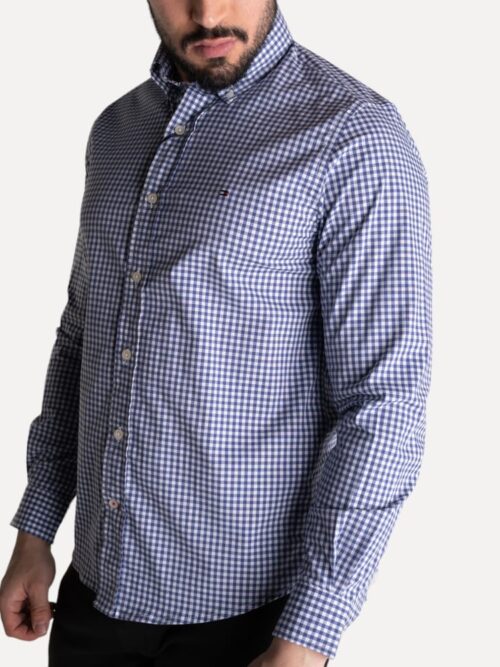 Camisa Hombre Cuadros Azules Manga Larga Tommy Hilfiger 100% Algodón - Golden Wear Colombia
