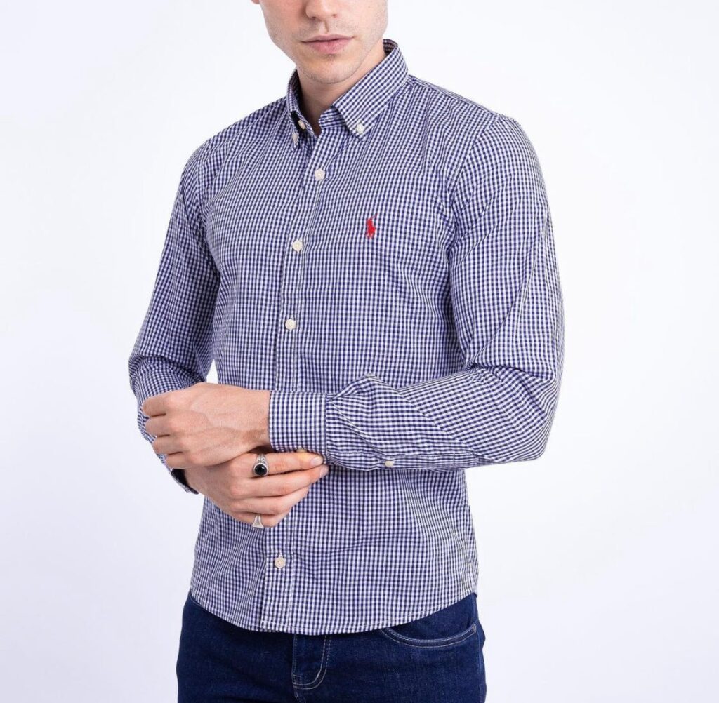 Camisa Hombre Cuadros Azules Polo Ralph Lauren Manga Larga 100% Algodon - Golden Wear Colombia