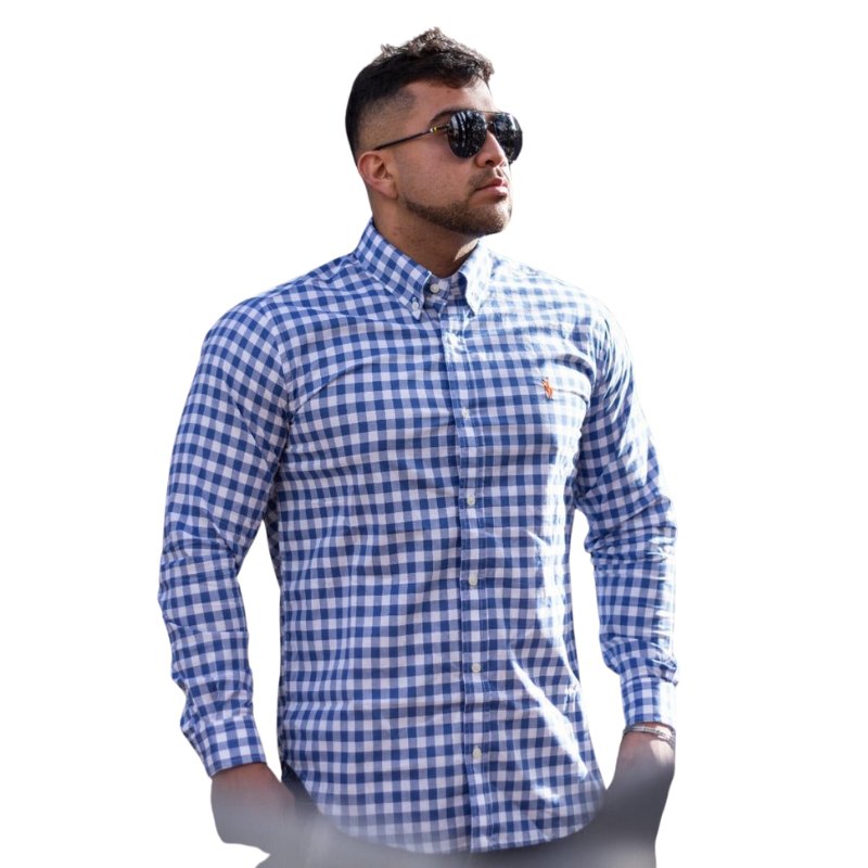 Camisa Hombre Cuadros Azules Grandes