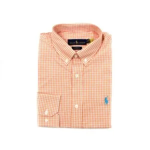 Camisa Hombre Cuadros Naranjas Manga Larga Polo Ralph Lauren Manga Larga 100% Algodón - Golden Wear Colombia