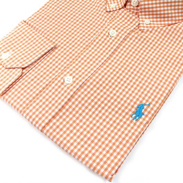 Camisa Hombre Cuadros Naranjas Manga Larga Polo Ralph Lauren Manga Larga 100% Algodón - Golden Wear Colombia