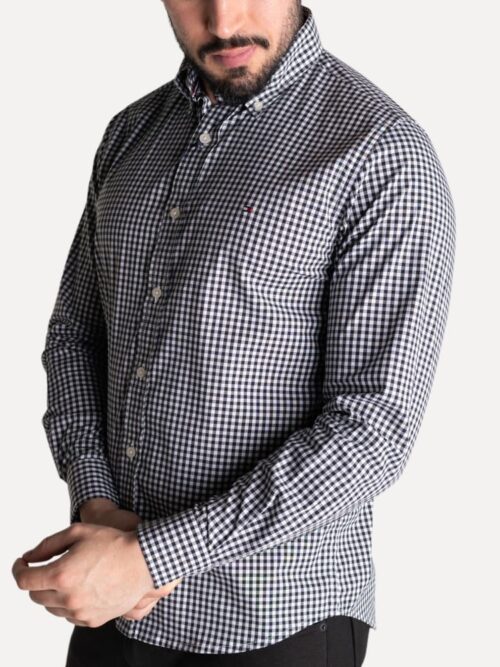 Camisa Hombre Cuadros Negros Manga Larga Tommy Hilfiger 100% Algodón - Golden Wear Colombia