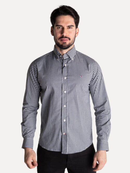 Camisa Hombre Cuadros Negros Manga Larga Tommy Hilfiger 100% Algodón - Golden Wear Colombia