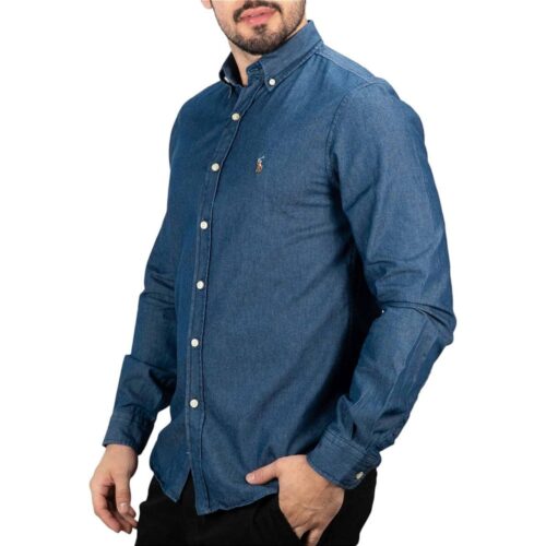 Camisa Hombre Jean Indigo Oscuro Polo Ralph Lauren Manga Larga 100% Algodon - Golden Wear Colombia
