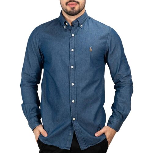 Camisa Hombre Jean Indigo Oscuro Polo Ralph Lauren Manga Larga 100% Algodon - Golden Wear Colombia