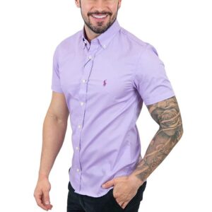 Camisa Hombre Lila Manga Corta Polo Ralph Lauren 100% Algodon Golden Wear Colombia
