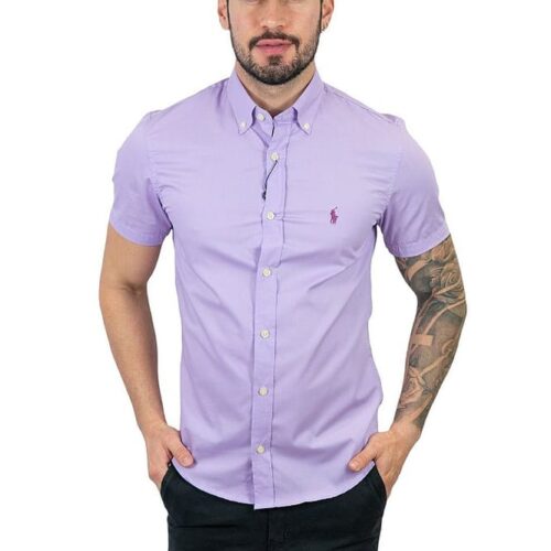 Camisa Hombre Lila Manga Corta Polo Ralph Lauren 100% Algodon Golden Wear Colombia