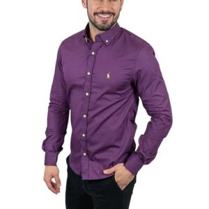 Camisa Hombre Morada Polo Ralph Lauren Manga Larga 100% Algodon - Golden Wear Colombia