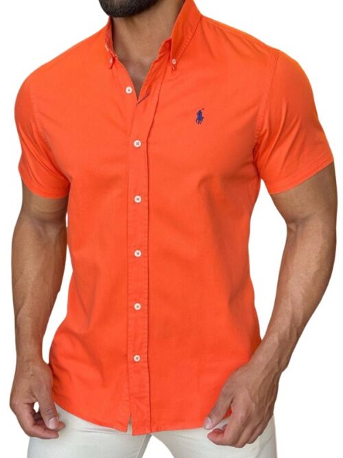 Camisa Hombre Naranja Polo Ralph Lauren Manga Corta 100% Algodon - Golden Wear Colombia