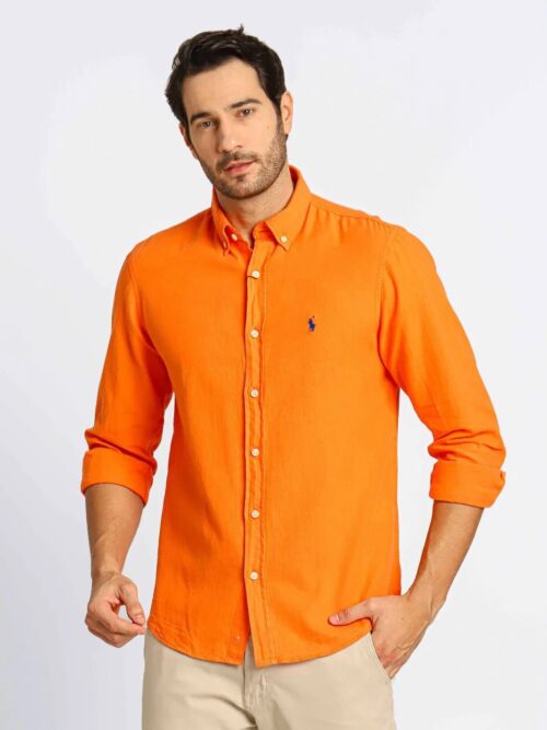 Camisa Hombre Naranja Polo Ralph Lauren Manga Larga 100% Algodon - Golden Wear Colombia