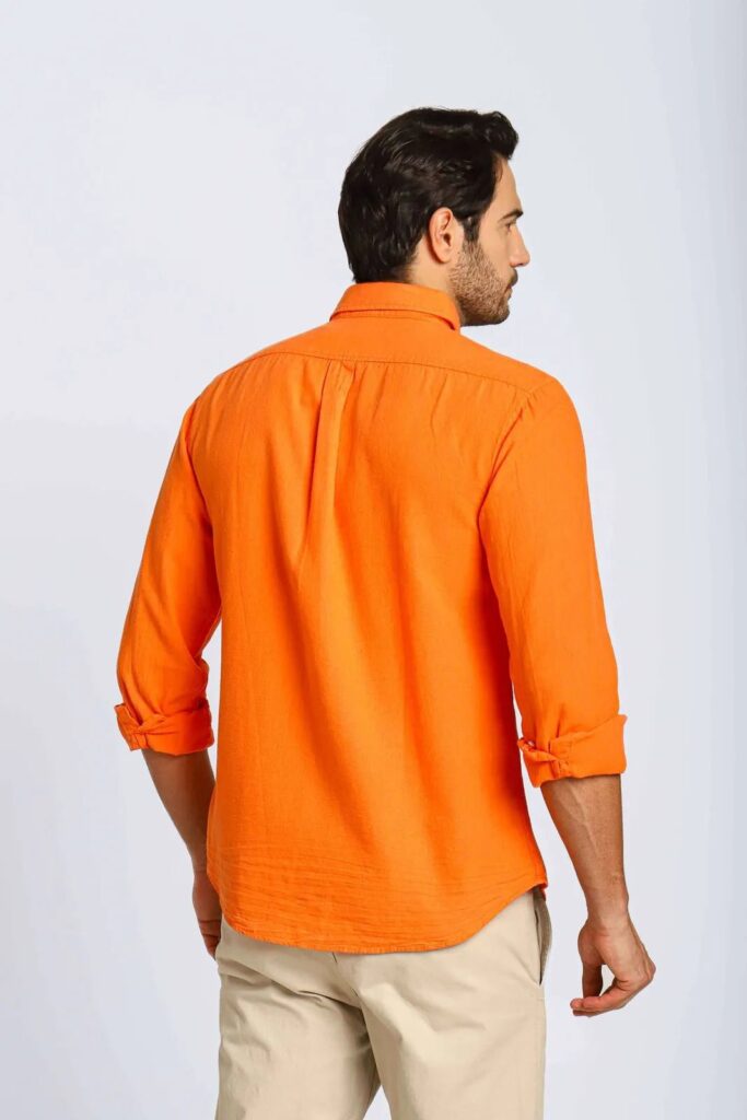 Camisa Hombre Naranja Polo Ralph Lauren Manga Larga 100% Algodon - Golden Wear Colombia
