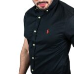 Camisa Hombre Negra Manga Corta Clasica