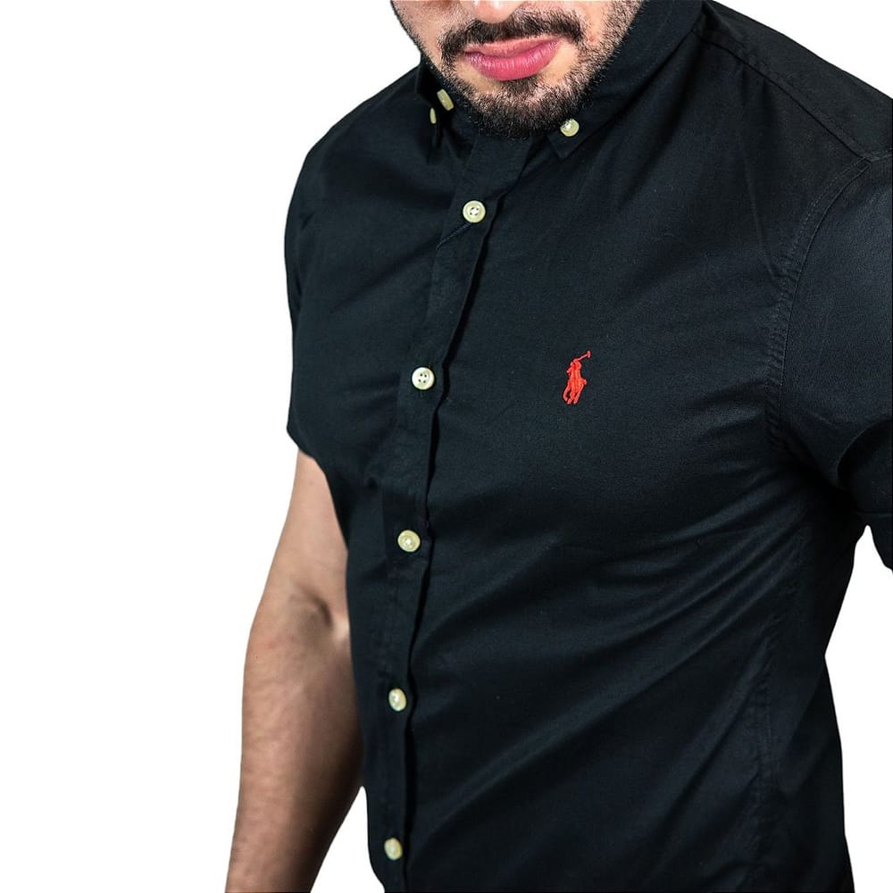 Camisa Hombre Negra Polo Ralph Lauren Manga Corta 100% Algodón - Golden Wear Colombia