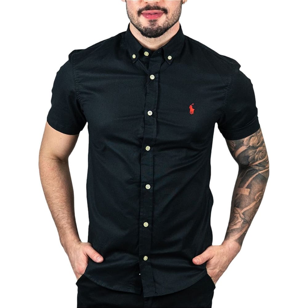 Camisa Hombre Negra Polo Ralph Lauren Manga Corta 100% Algodón - Golden Wear Colombia