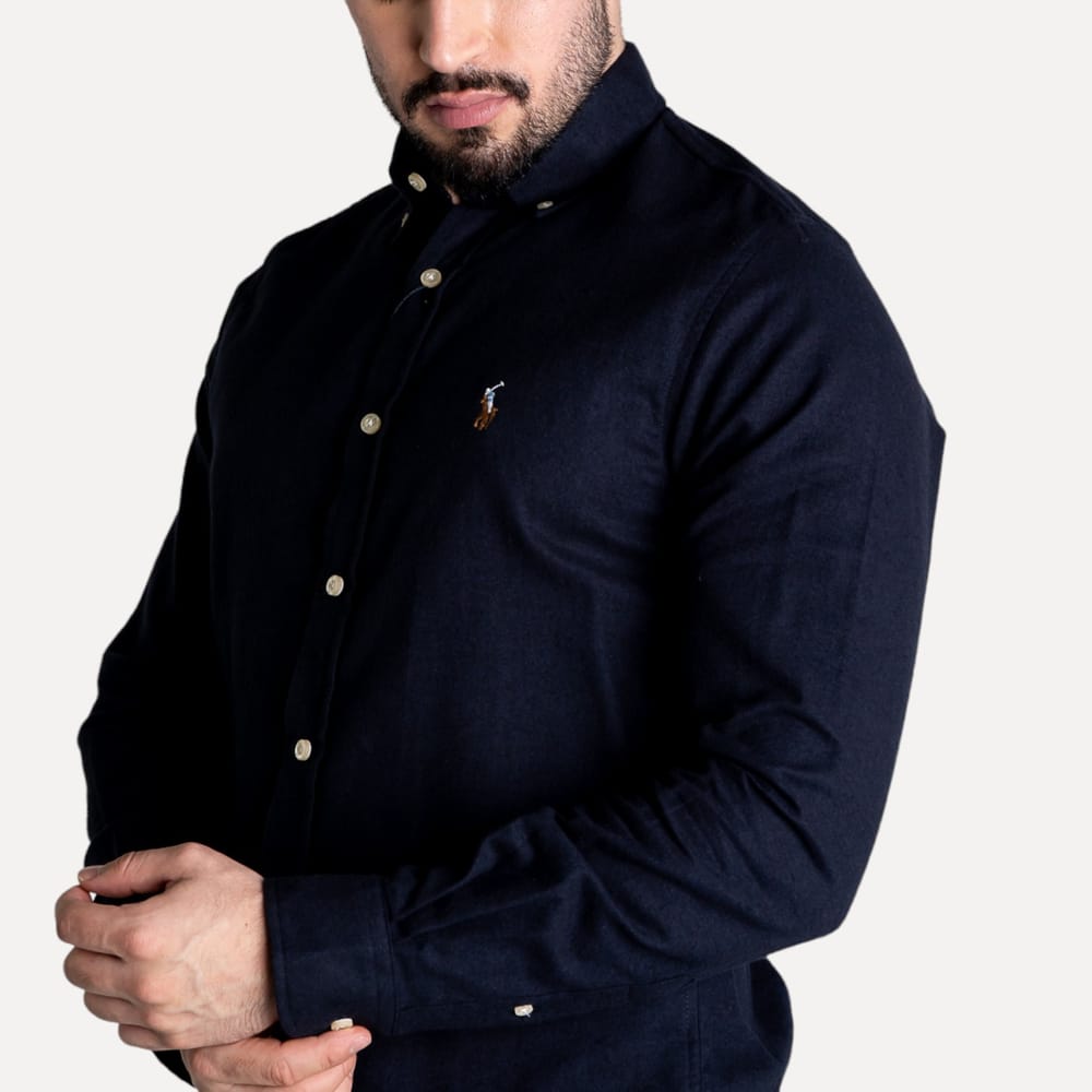 Camisa Hombre Oscuro Rain Polo Ralph Lauren Manga Larga Oxford 100% Algodón Oxford- Golden Wear Colombia