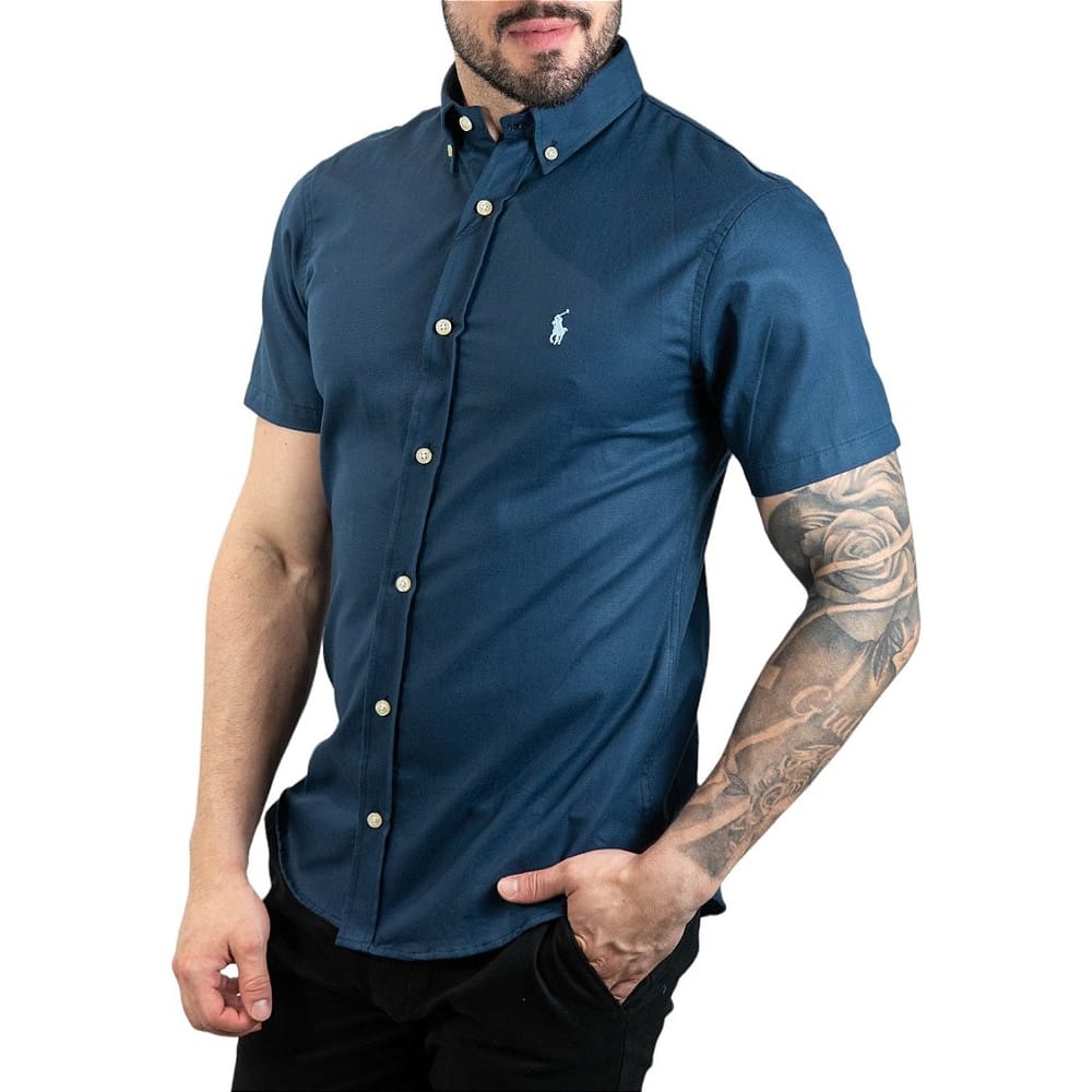 Camisa Hombre Petroleo Polo Ralph Lauren Manga Corta , 100% Algodon - Golden Wear Colombia