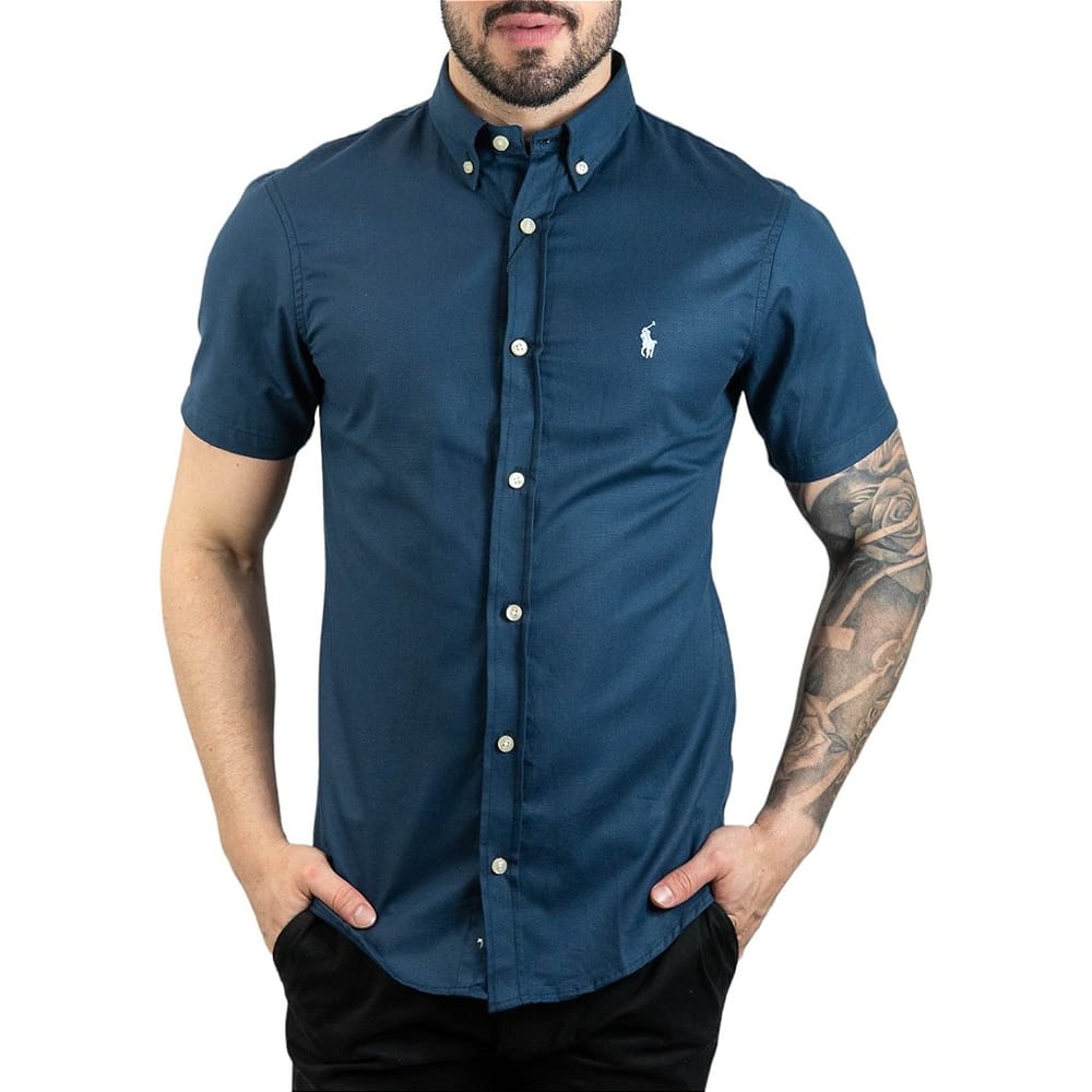 Camisa Hombre Petroleo Polo Ralph Lauren Manga Corta , 100% Algodon - Golden Wear Colombia