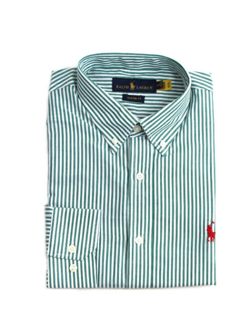 Camisa Hombre Rayas Verdes Polo Ralph Lauren Manga Larga 100% Algodon - Golden Wear Colombia