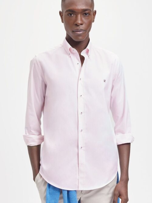 Camisa Hombre Manga Larga Carolina Herrera CH Rosa 100% Algodón - Golden Wear Colombia