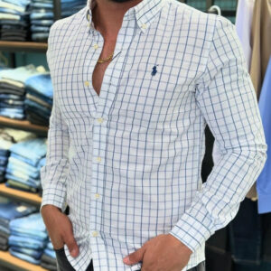 Camisa Hombre a Cuadros Blancos Manga Larga Polo Ralph Lauren 100% Algodon - Golden Wear Colombia