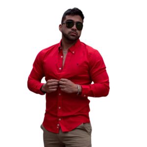 Camisa Hombre Manga Larga Carolina Herrera CH Roja 100% Algodón - Golden Wear Colombia