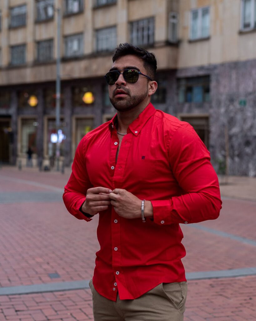 Camisa Hombre Manga Larga Carolina Herrera CH Roja 100% Algodón - Golden Wear Colombia