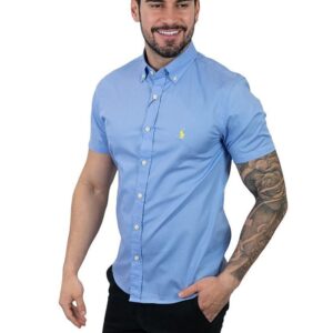 Camisa Hombre Azul Cielo Manga Corta Polo Ralph Lauren 100% algodon - Golden Wear Colombia